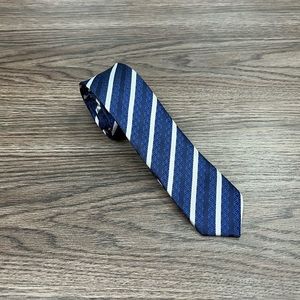 Firsite Blue, Navy & White Stripe Skinny Silk Tie